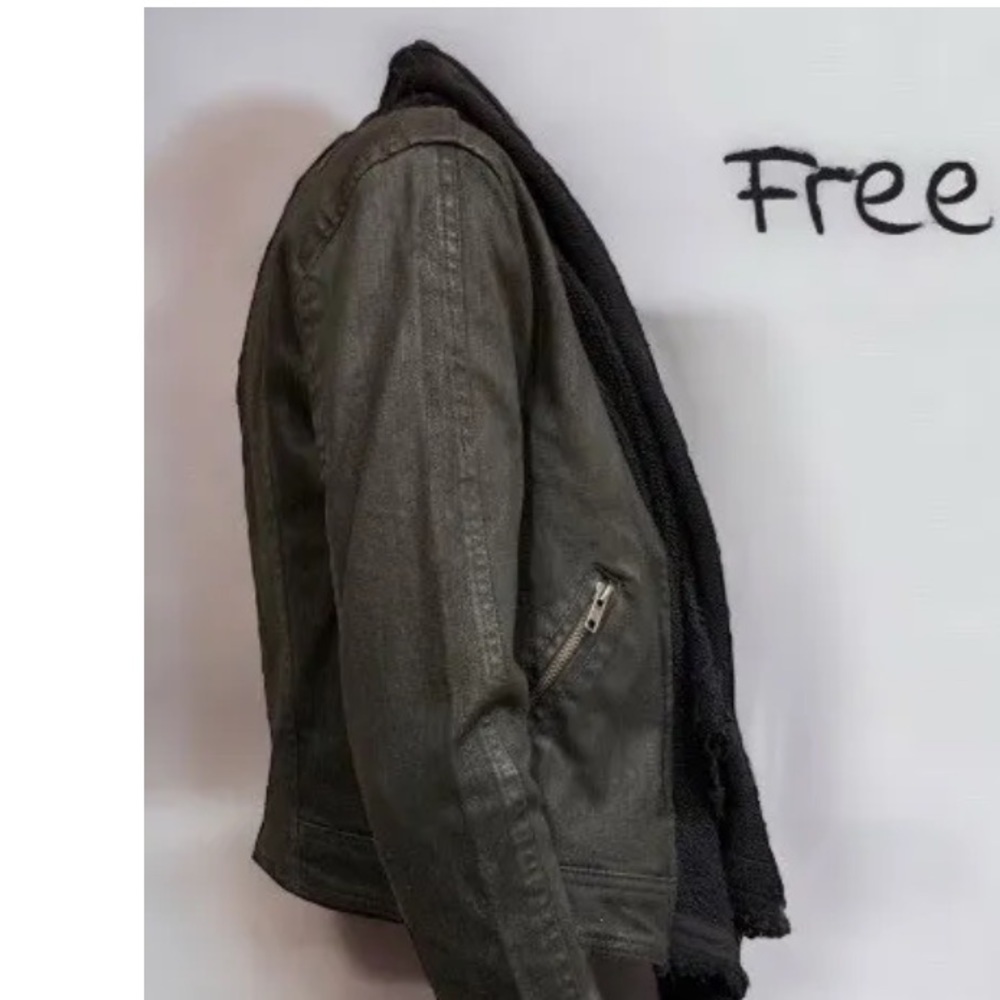 Free People Black Comb Open Waterfall Front Raw Trim Cotton Jacket Sz 6 ✌️❤️EUC‌ - Picture 9 of 16